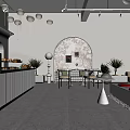 Modern Bubble Tea Shop Interior With Cozy Seating Bar Counter Plants And Hanging Lights