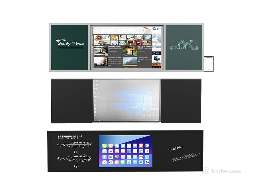 Smart Learning Interactive Display With Multiple Screens And Educational App Interfaces 3d model 