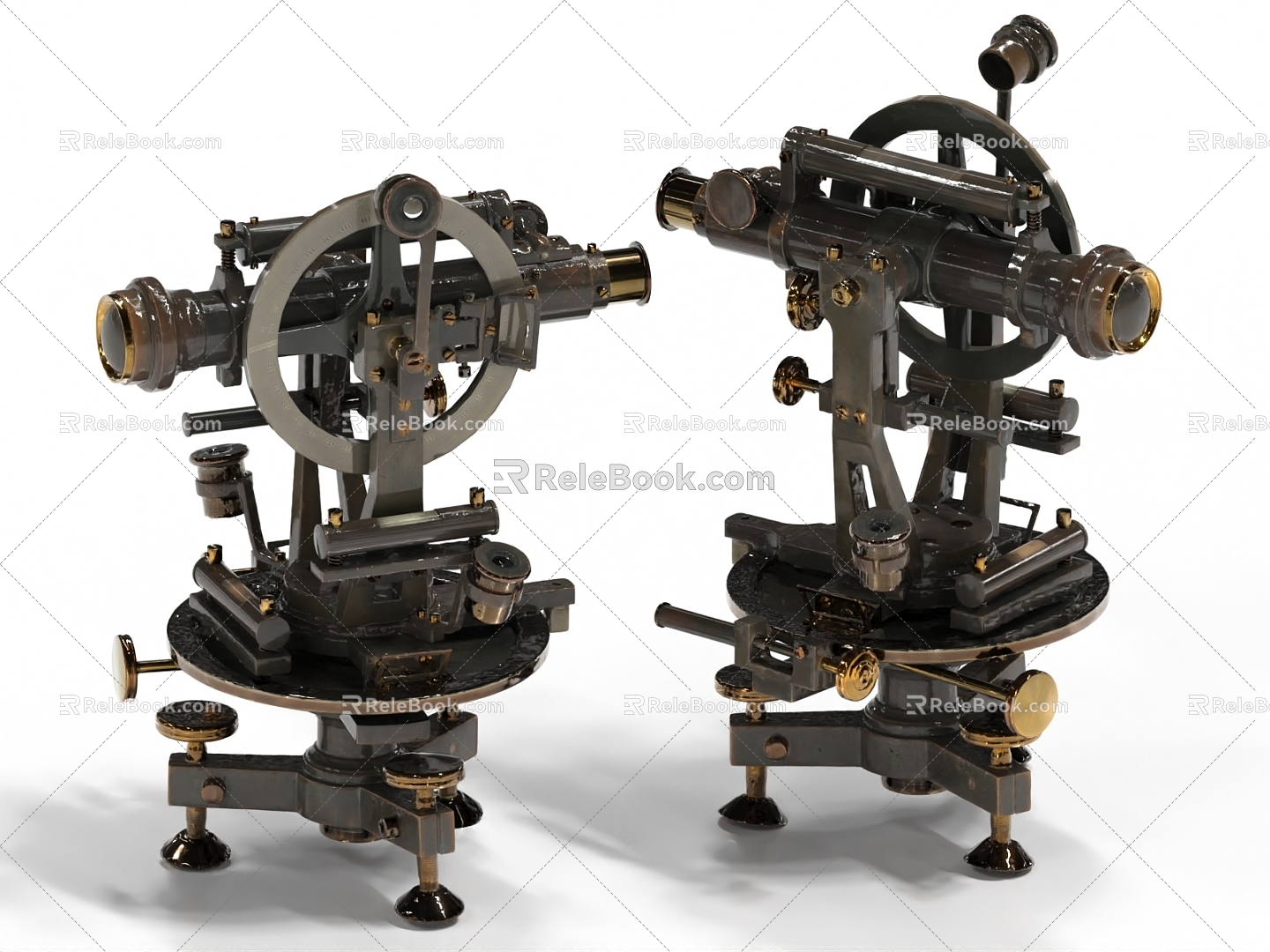 retro theodolite astronomical instrument measuring instrument astronomical telescope 3d model