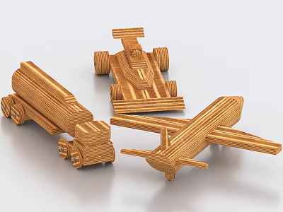 Lego Building Blocks Wood Toys 3d model