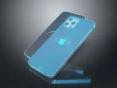 Modern Apple Laptop With Transparent Case And Blue Illuminated Display Design 3d model