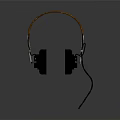 Modern Stylish Headphones With Orange Headband Black Ear Cups And Red Cable