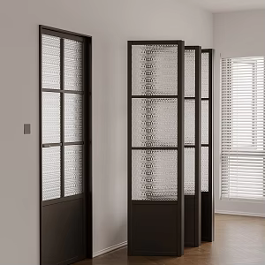 French Middle Style Black Diamond Glass Door 3d model