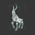 Game Movie Character Golden Mechanical Antelope With Horned Metallic Body Design