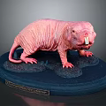 Detailed Naked Mole Rat Model Standing On Blue Display Base