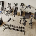 Fitness Equipment Collection With Treadmills Dumbbells Exercise Bikes And Weight Racks