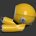 Yellow Smart Robot With Round Head Smiling Face And Flexible Arms 3d model
