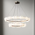 Modern Double Ring Chandelier With White Shades And Metal Frame Design