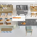 Modern Dining Table and Chair Sets With Marble Wooden Tops and Meal Setting