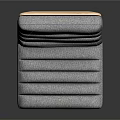 Grey Fabric Single Sofa With Vertical Striped Design And Wooden Legs Modern Style