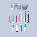 Assorted Oral Care Products Including Electric Toothbrushes Toothpaste And Glass Cups