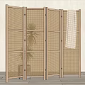 Japanese-style screen rattan screen partition 3d model