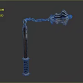Medieval Weapon With Decorative Metal Chain Wooden Handle And Ornate Head