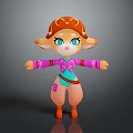 Cute Deer Like Cartoon Character With Orange Antlers Blue Eyes And Pink Patterned Top