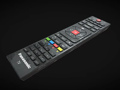 Panasonic Television Remote Control Featuring Black Design And Colorful Buttons 3d model