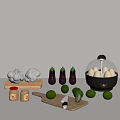 Modern Kitchen Desktop Ornaments Kitchen Utensils Eggplant Vegetable Chopping Board Lime 3d model