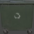 Green Wheeled Trash Bin With Recycling Symbol And Secure Lid