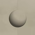 Minimalist Modern Light Colored Walls with Circular White Matte Sphere at Two Shades Junction