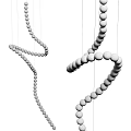 Modern Chandelier Featuring Curved Design White Beads And Black Accent Details