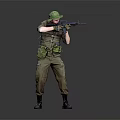 Military Themed Game Movie Character With Green Helmet Tactical Vest And Rifle