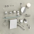 Stainless Steel Bathroom Accessories Set Including Towel Rack Soap Dish Toothbrush Holder and Mirror