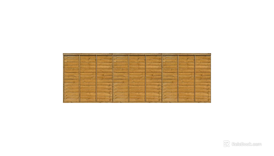 Horizontal Slatted Wooden Fence Panel With Natural Wood Finish For Garden 3d model 