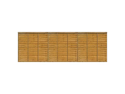 Horizontal Slatted Wooden Fence Panel With Natural Wood Finish For Garden 3d model