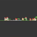 Residential Area Layout With Small Houses Red Roofs Green Lawns And Trees