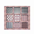 Decorative Red Brick Wall With Multiple Intricate Lattice Patterns Design 3d model