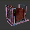 Vintage Computer With Brown Wooden Frame Red Folding Section And Metal Details