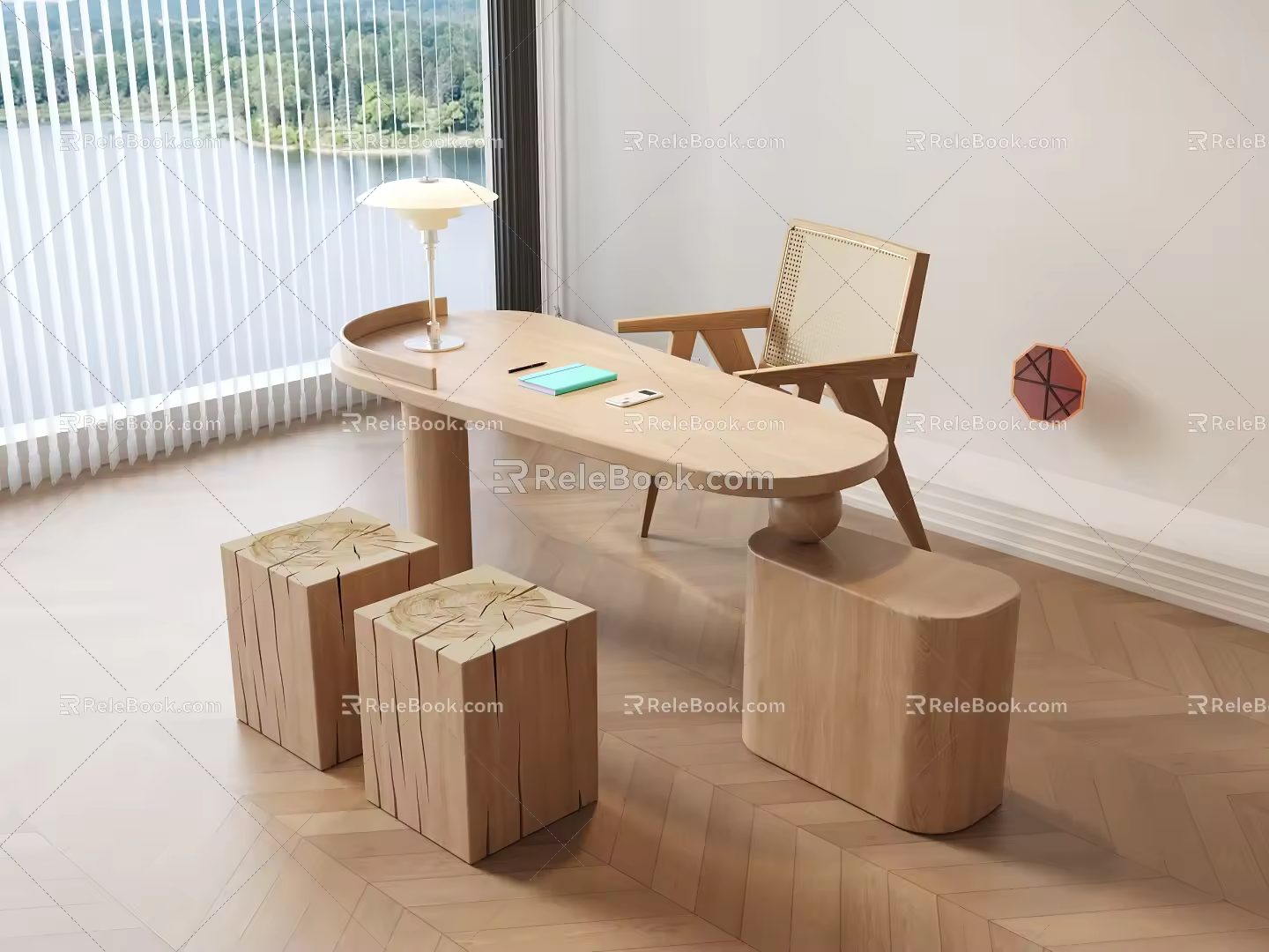 Middle Style Desk Workbench New Chinese Style Desk 3d model