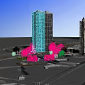 Modern High Rise Residential Building With Numerous Windows Green Trees And Blue Sky View