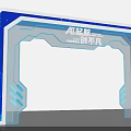Tech Themed Event Entrance with AI Inspired Design and Blue Circuit Patterns