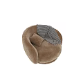 Elegant Beige Velvet Single Sofa With Houndstooth Throw Blanket And Soft Pillow For Living Room
