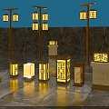 Decorative Outdoor Lights With Traditional Lantern Design Illuminated Pillar And Floor Standing