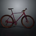 Pink Mountain Bicycle With Muddy Tires And Metallic Frame On Gray Background
