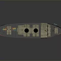 Vintage Warship Model With Red Gray Hull Two Orange Funnels And Deck Details