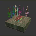 Green Tank 3D Model In Forest With Trees And Grass Terrain