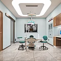 Modern Dental Clinic Interior With Dental Chair Green Chairs And Wooden Cabinets