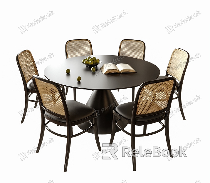 Modern Dining Table and Chair Combination Round Dining Table Shell Chair Dining Chair model