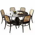 Modern Dining Table and Chair Combination Round Dining Table Shell Chair Dining Chair 3d model
