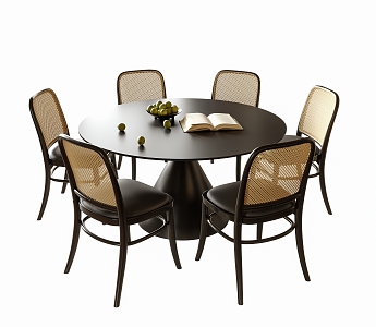 Modern Dining Table and Chair Combination Round Dining Table Shell Chair Dining Chair 3d model