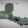 Green Military Radar Vehicle With Large Antenna And Heavy Duty Wheels