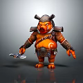 Pig Like Warrior Creature Character With Horned Armor And Battle Axe