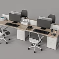 Modern Office Workstation Desk With Computer Monitors Office Chairs And Drawers