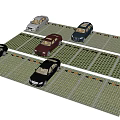 Organized Parking Lot With Grid Pattern Surface And Multiple Parked Cars 3d model