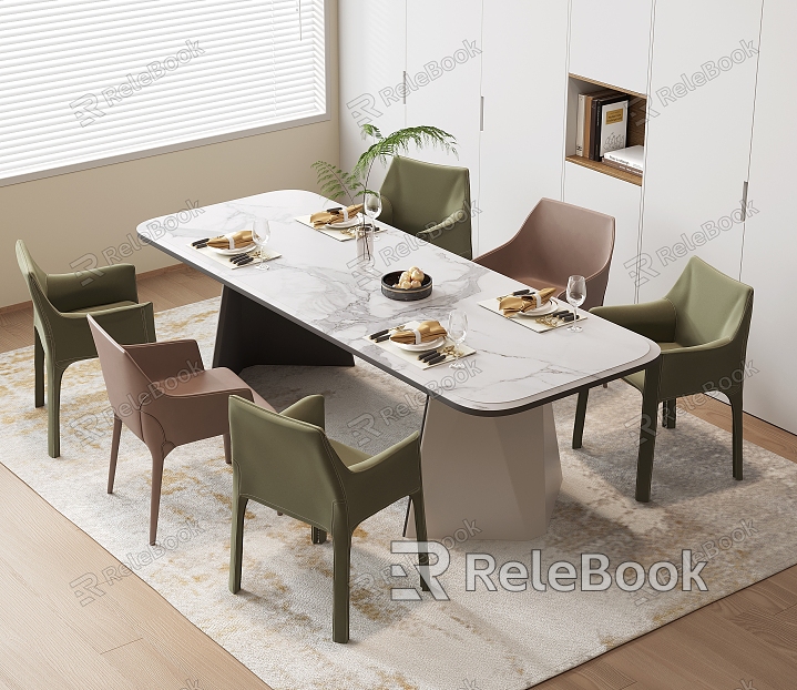 Modern Dining Table and Chair Long Dining Table Dining Chair Tableware Marble Dining Table for More than Four model