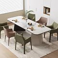 Modern Dining Table and Chair Long Dining Table Dining Chair Tableware Marble Dining Table for More than Four 3d model