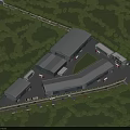 Aerial Planning of Modern Building Complex with Surrounding Greenery and Road Layout