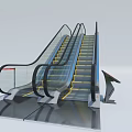 Modern Escalator with Transparent Glass Handrails and Illuminated Yellow Steps Design